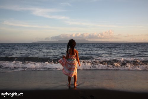 Zara chasing waves at Kusamba Beach